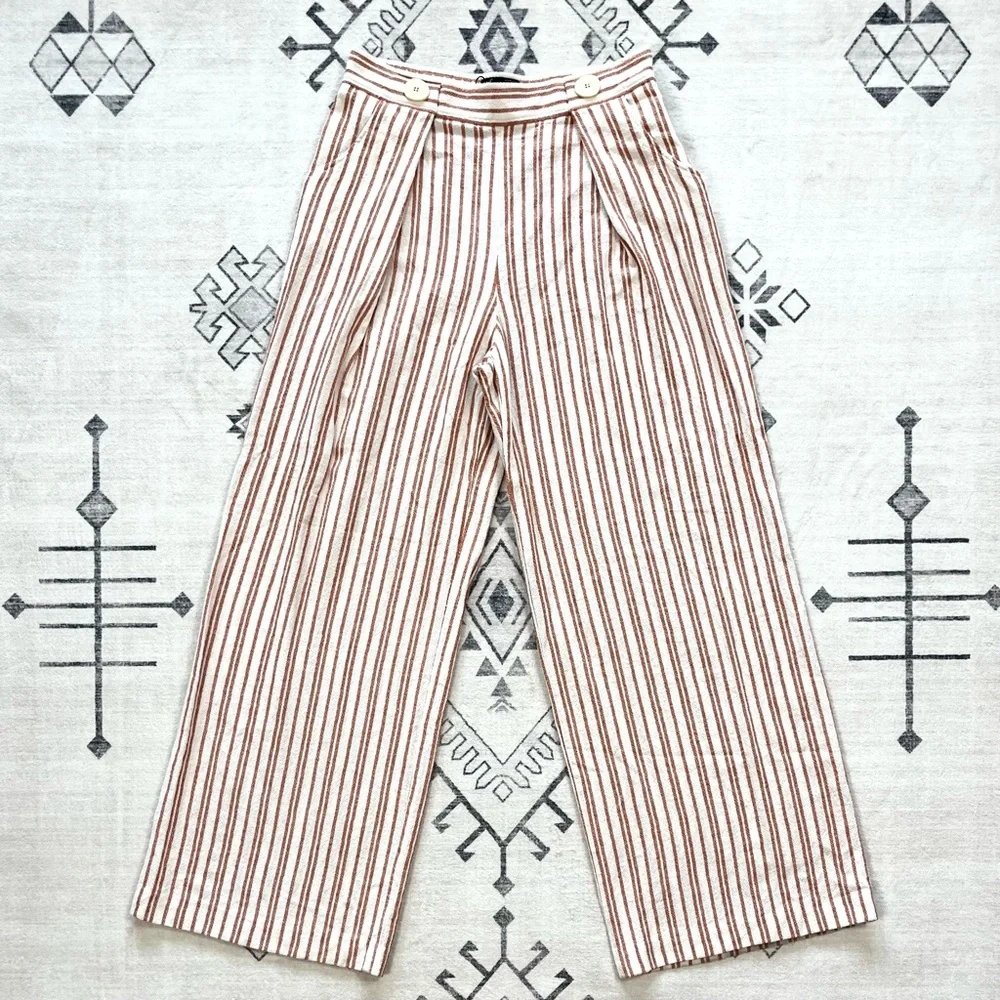 Zara TRF Collection Striped Wide Leg Trousers Medium NWOT